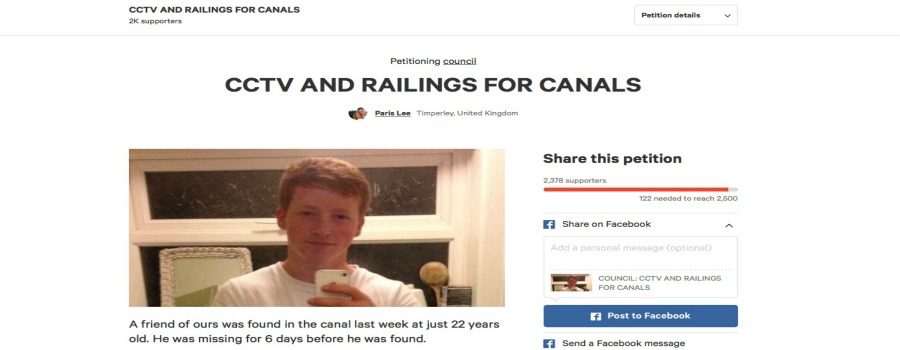 Caspar’s friends now campaign for safer canal paths following his death