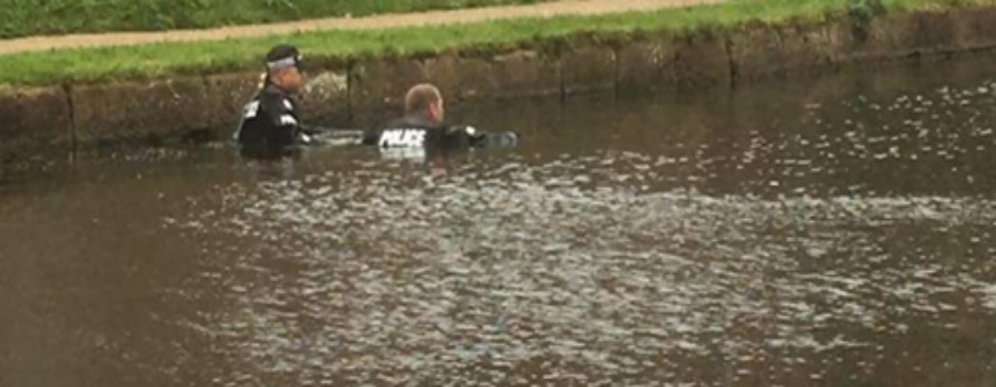 Police divers in the Bridgewater canal as part of their for search for missing Caspar