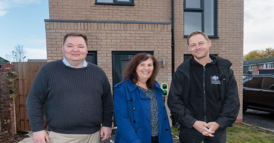 Trafford Council leader, Cllr Andrew Western, joined partners at an event to mark the handover of the latest affordable homes at the Sale West estate.